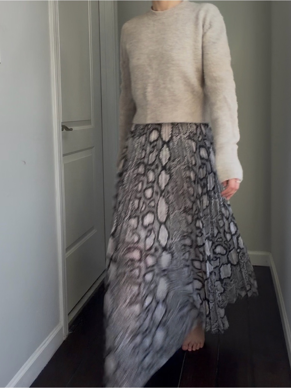 AllSaints Donatella 2-In-1 Snake Print Midi Dress